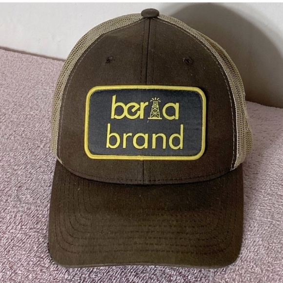 The Classics Brown Berta Brand Mesh Back Snap Back Trucker Hat - Picture 1 of 12